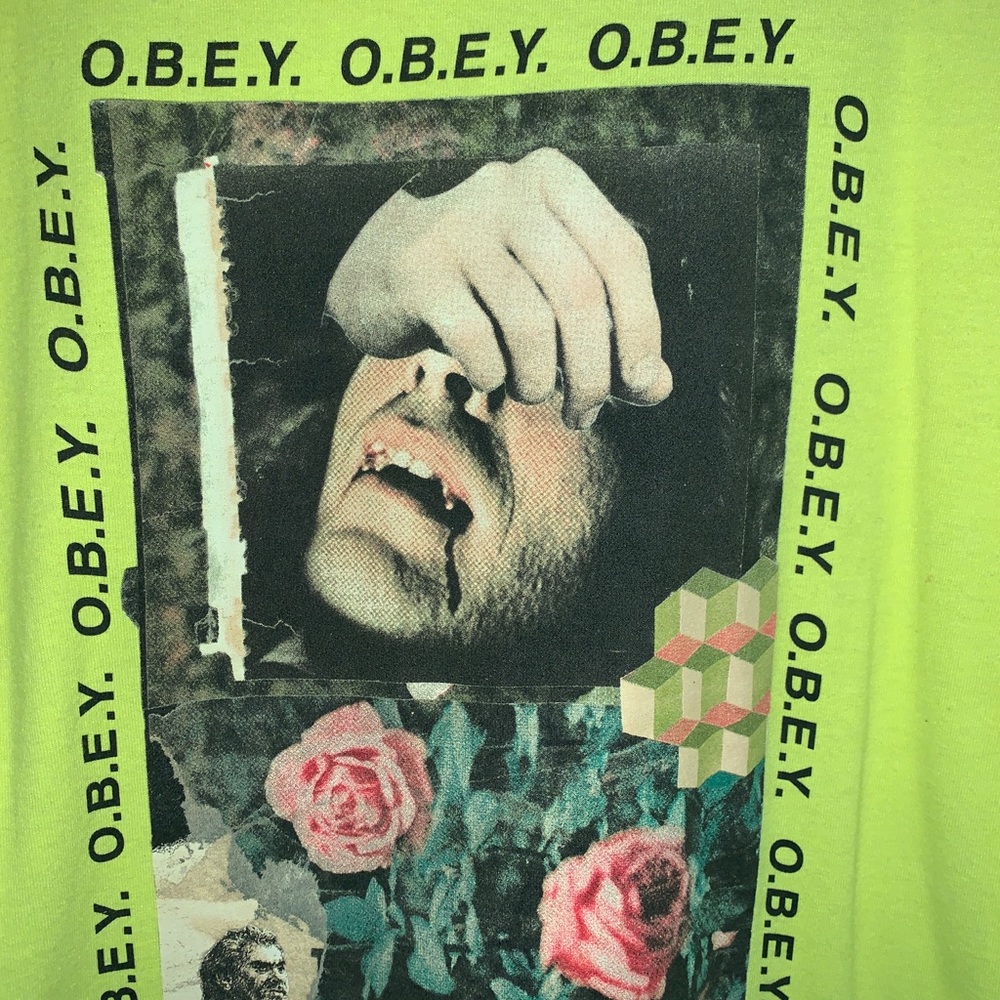 Obey neon green tee